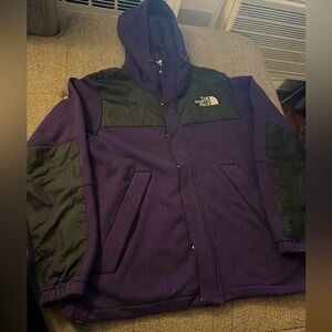Men's North Face Zipper Up Hoodie Purple and Black Size Large